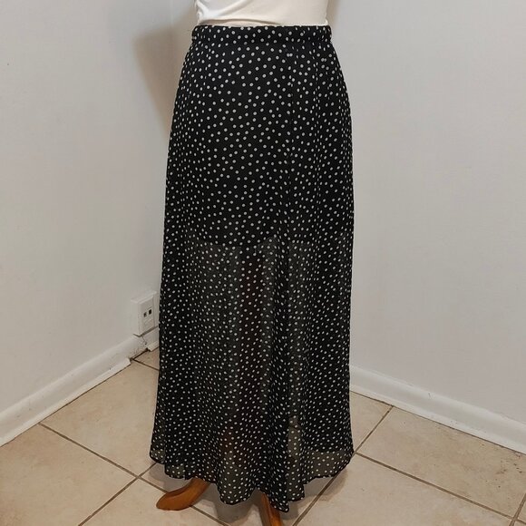 Ralph Lauren D&S Black & White Sheer Polka Dot Skit S/P - Picture 1 of 9